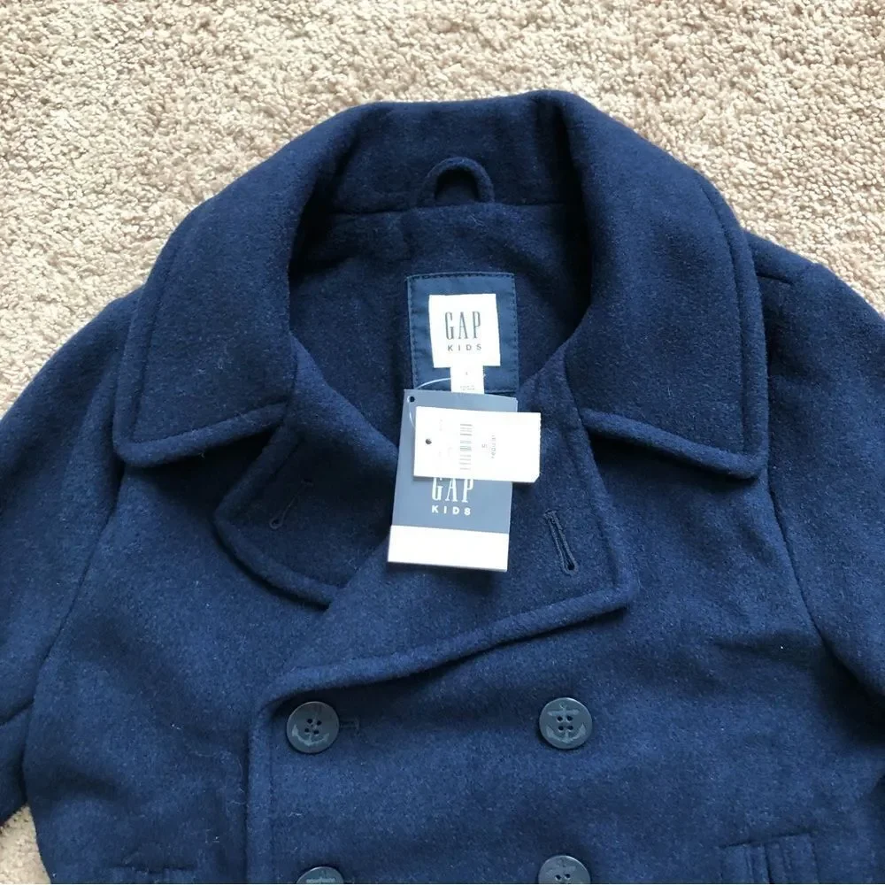 GAP Kids Wool Peacoat Girls Small Navy Blue NWT‎